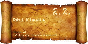 Réti Klaudia névjegykártya